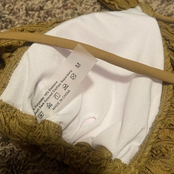 SHEIN Swim Basics Summer Beach Smocked Halter Triangle Bikini Set With Skirt - Picture 9 of 9